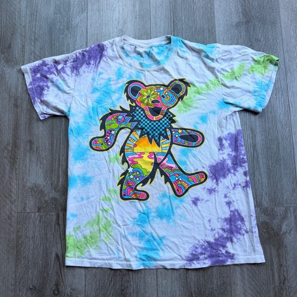 Grateful Dead Mens M Tie Dye Dancing Bear T-Shirt Psychedelic Graphic Band Tee
